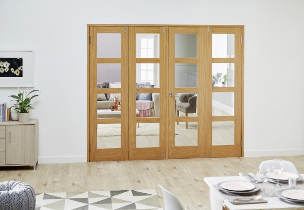 Shaker Oak 4l Prefinished Frenchfold Clear Doors