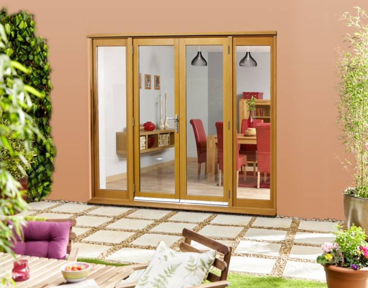 brown wood exterior french doors