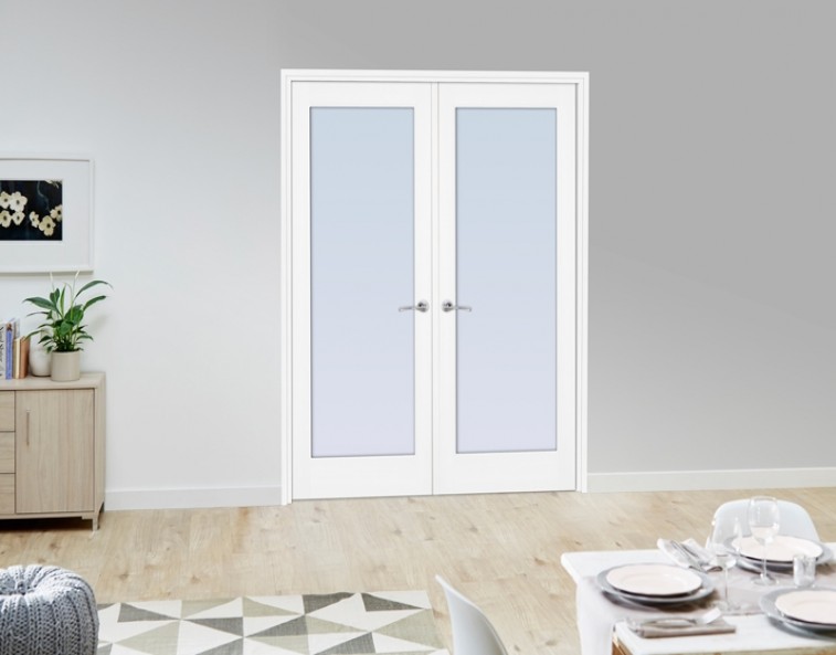 frosted glass white french doors